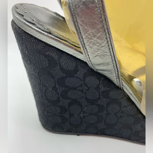 Vintage Coach Cathleen Pewter Leather Sandals Size 5,5 - Picture 3 of 13